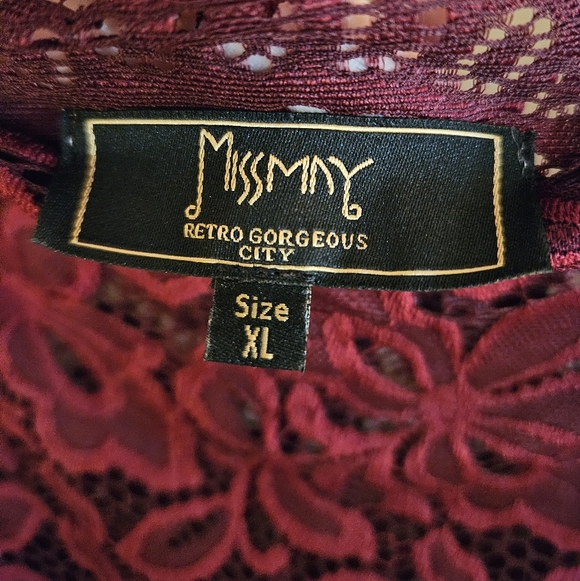 Brand New MissMay Floral Lace Midi Cocktail Dress Maroon Women's XL - Picture 3 of 9